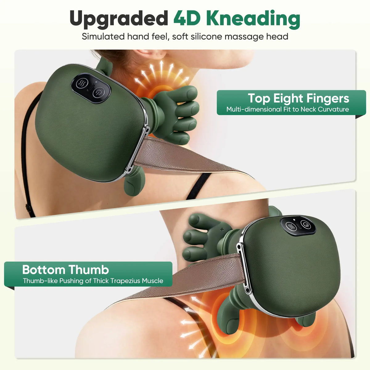 Upgraded Brushless Motor Neck Massager Electric Cervical Massager Bionic Handheating Wireless Portable 3D Kneading Massage for Pain Relief Deep Tissue,Leg Neck & Back Massager & Lightweight Gift