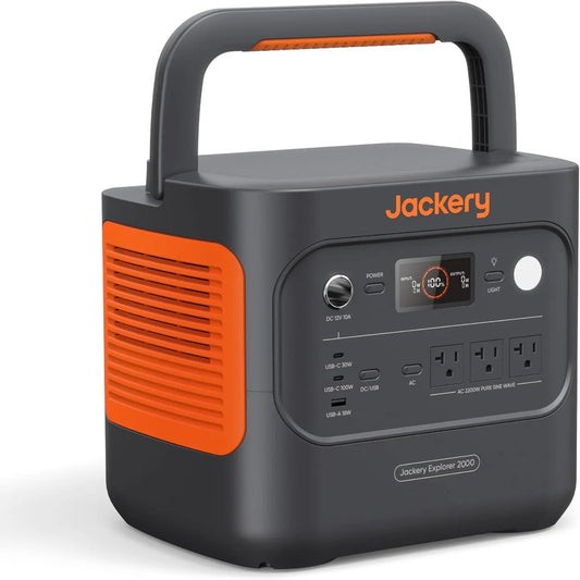 Jackery Explorer 2000 V2 Portable Power Station, 2042Wh Lifepo4 Home Backup Battery, 2200W Solar Generator, USB-C PD 100W Fast Charging for Emergencies, Power Outages, Camping(Solar Panel Optional)