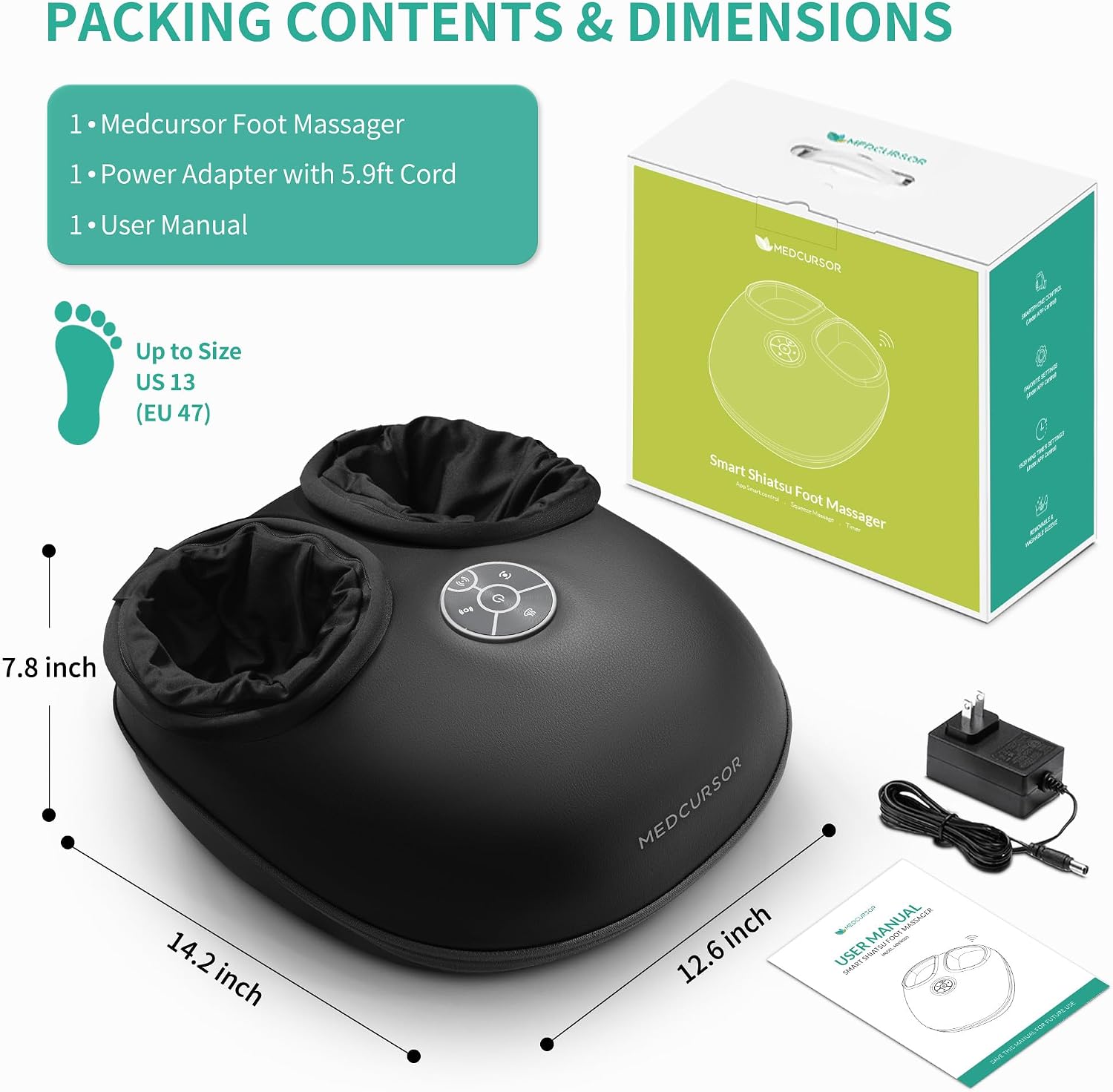 Foot Massager with Heat - 2026 Upgraded Shiatsu Deep Kneading Machine, Multi Air Compression Intensity, Smart APP Mobile Remote Control, Feet Massage for Mom Women