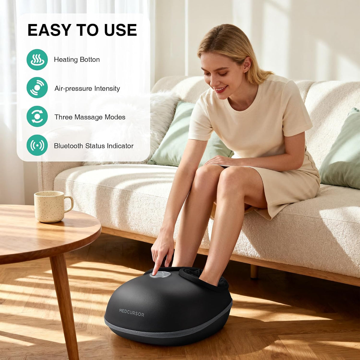 Foot Massager with Heat - 2026 Upgraded Shiatsu Deep Kneading Machine, Multi Air Compression Intensity, Smart APP Mobile Remote Control, Feet Massage for Mom Women