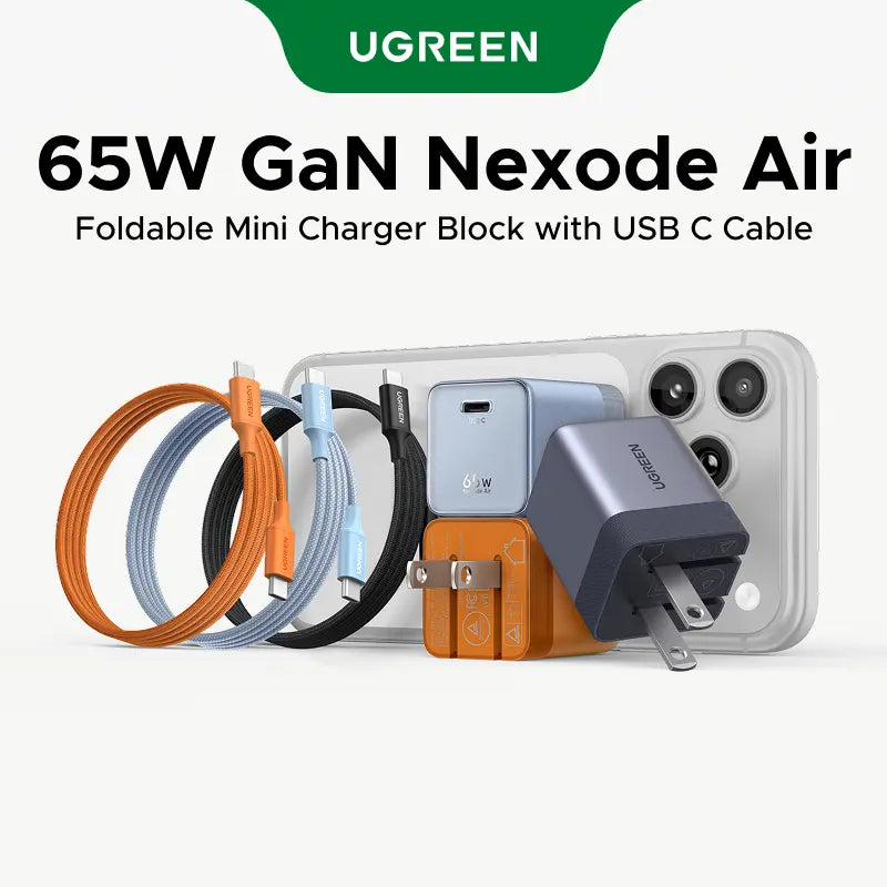 UGREEN 65W USB-C Ultra Mini Gan Charger Bundle with 100W USB-C Cable,45W Gan USB C Wall Charger,Magnetic Power Bank Qi2 Certified 15W Fast Charging Wireless Battery Pack Slim 10000Mah Magsafe Portable Charger Tiktokshopbacktoschool