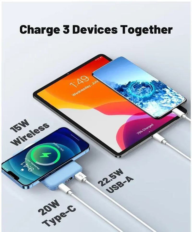 10000Mah Magnetic Power Bank - Portable Mobile Charger with Foldable Stand, LED Digital Display, for Iphone, Android, Smartphone, Back to School Haul Tools and Gadgets, Compact Travel Gifts for Him Battery Pack,Back to School,Back to School Haul
